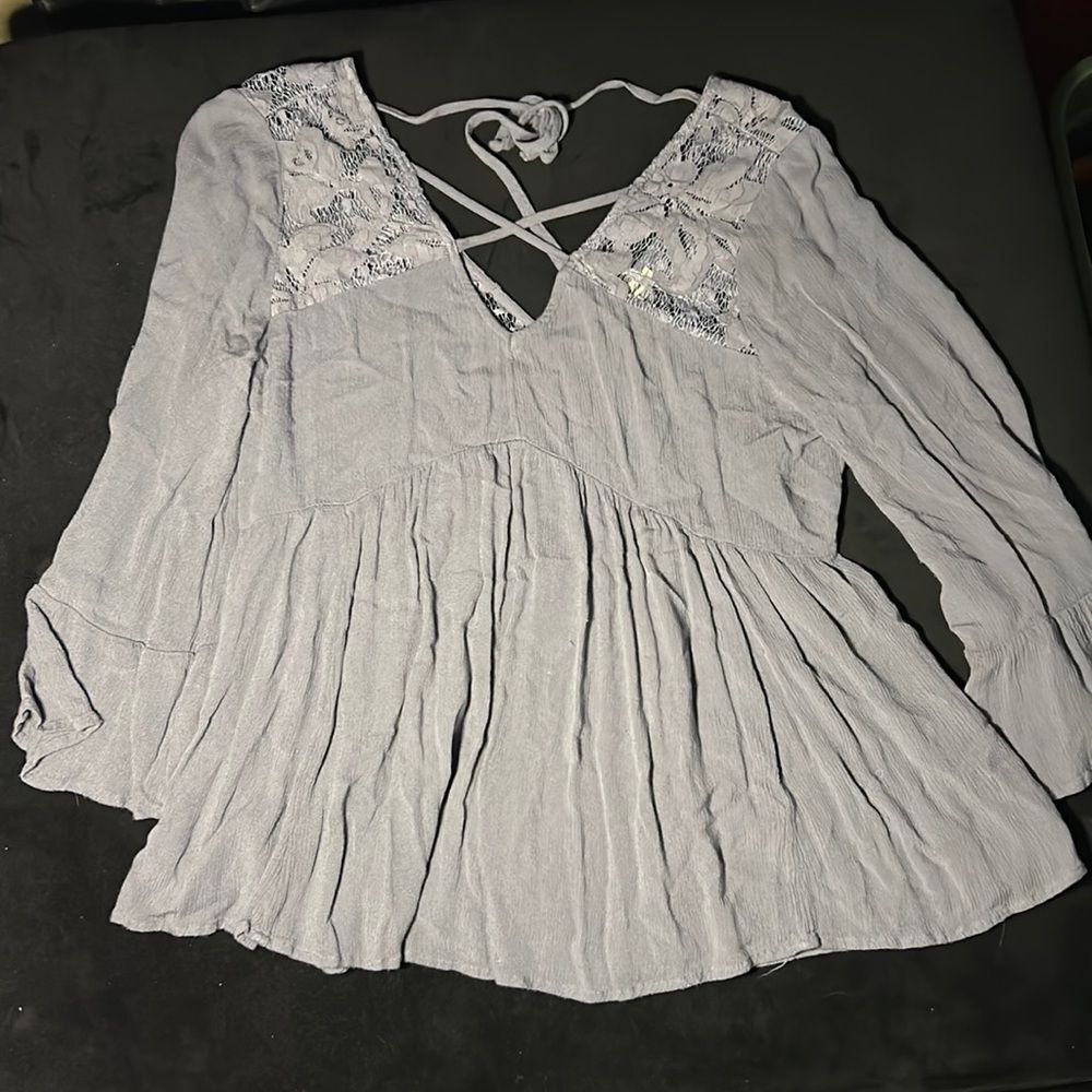 American Eagle Lace Periwinkle Long Sleeve Top Size S